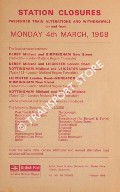 Station Closures, Passenger Train Alterations and Withdrawals on and from 4th March 1968 by British Railways London Midland Region